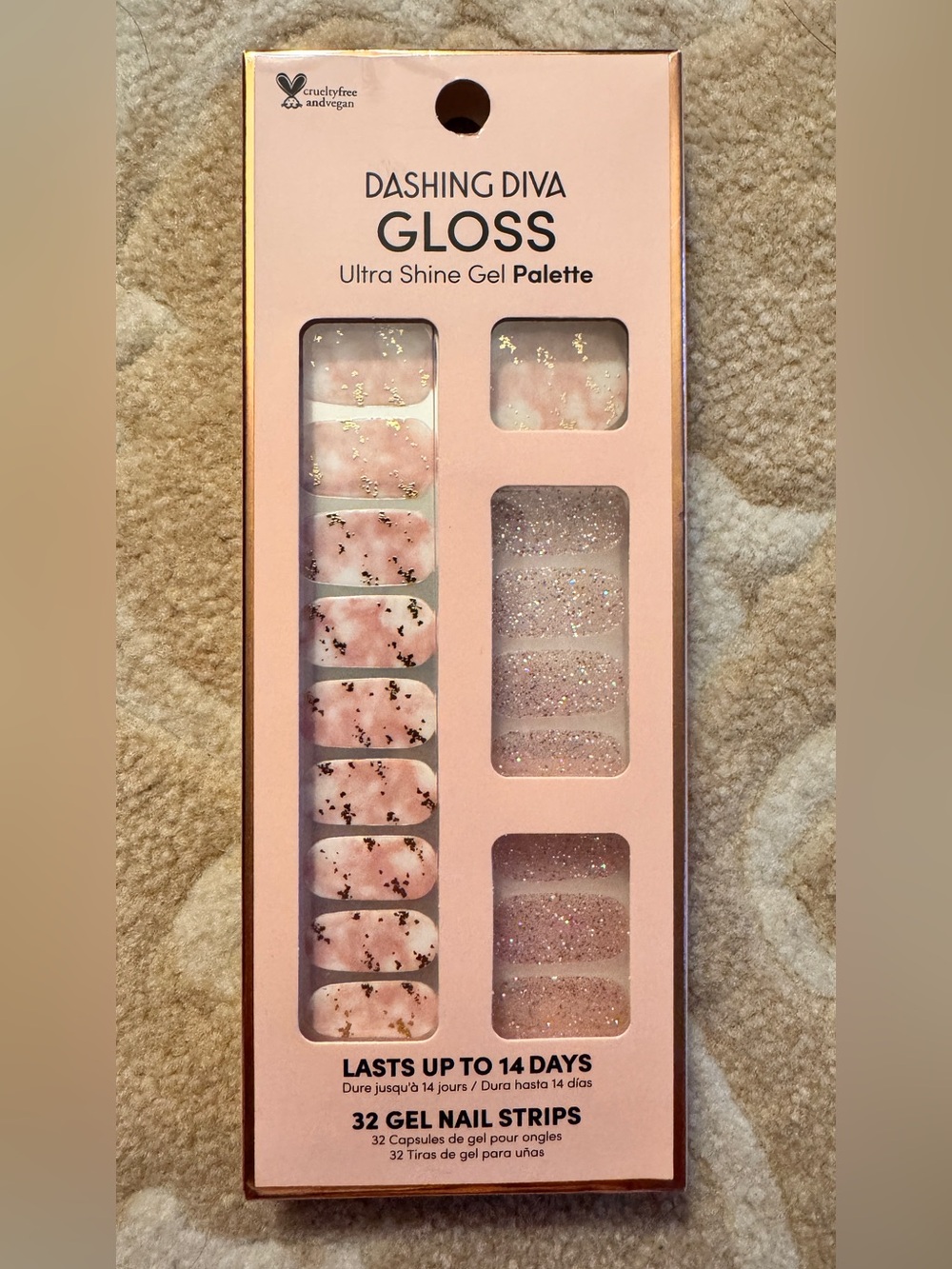 Dashing Diva Gloss Ultra Shine, 32 Gel Nail Strips, GS480 Pristine Pearl, NIB